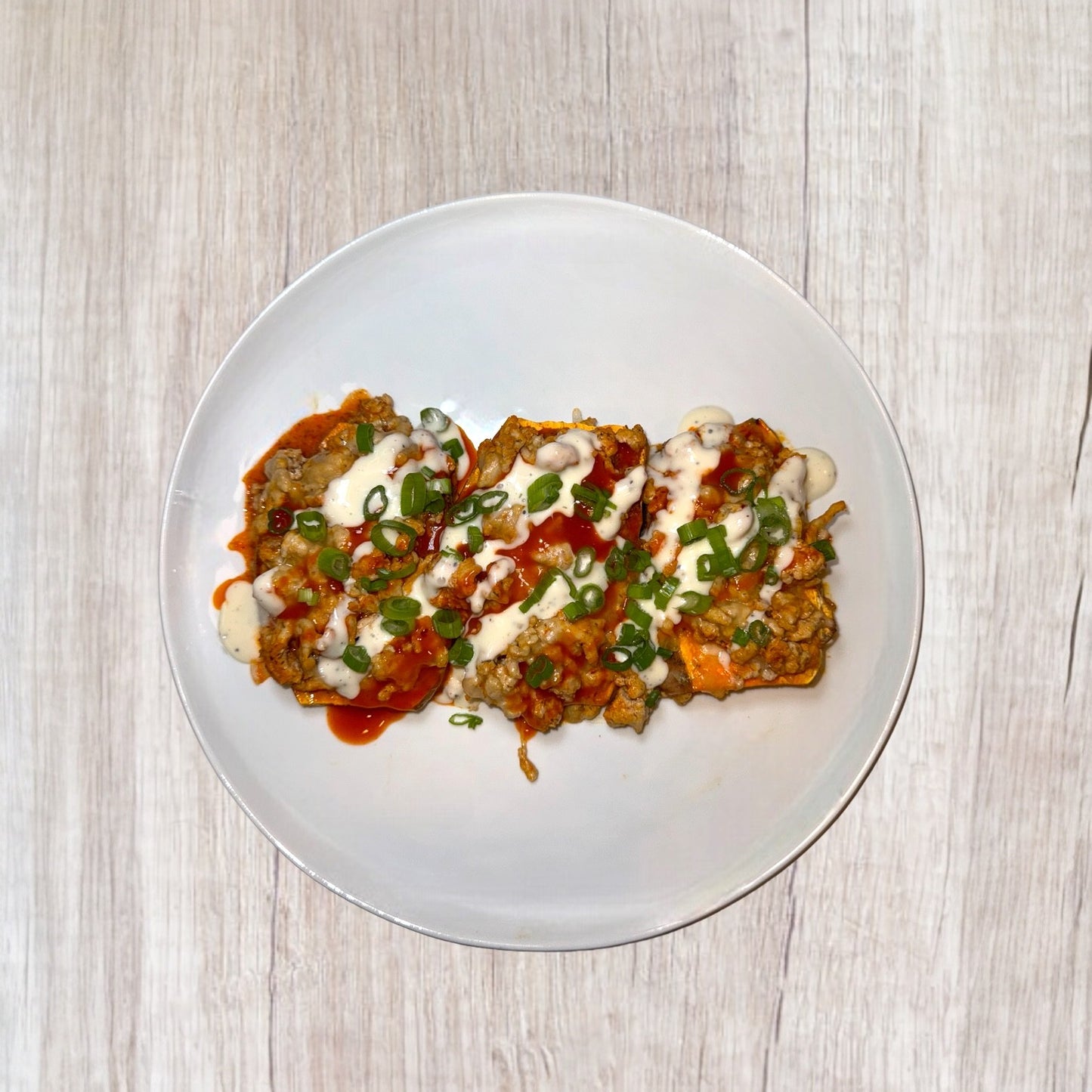 Buffalo Chicken Sweet Potato Boats