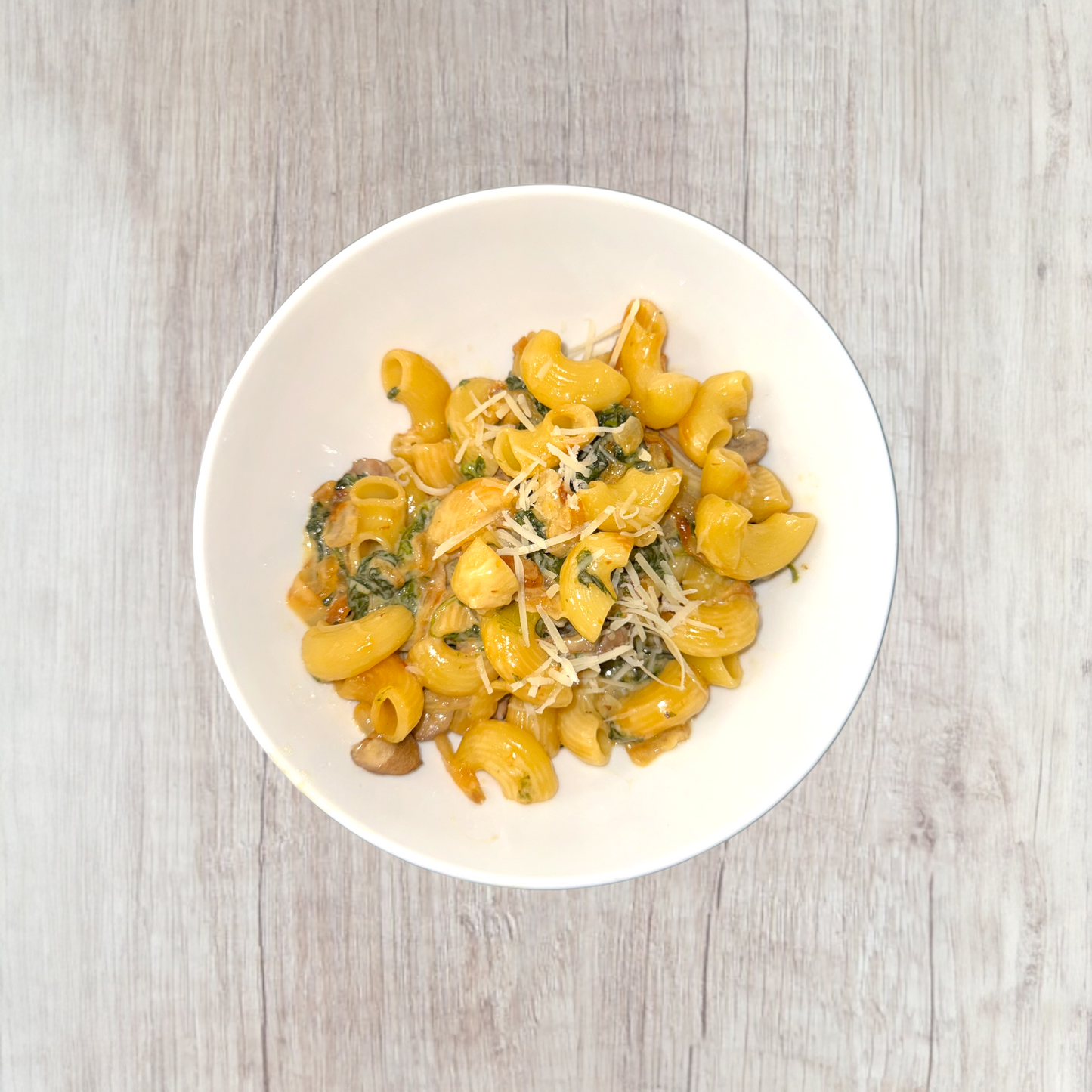 Caramelized Onion, Mushroom & Spinach Pasta