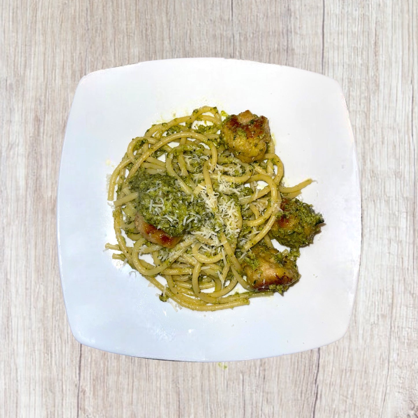 Broccoli Pesto Pasta With Chicken Meatballs