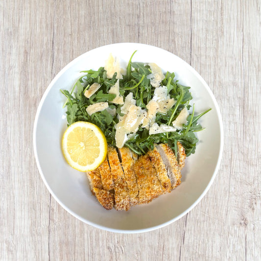 Crispy Chicken Parmesan with Lemon Arugula Salad