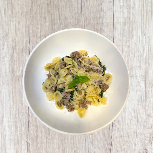 Spinach and Sausage Orecchiette